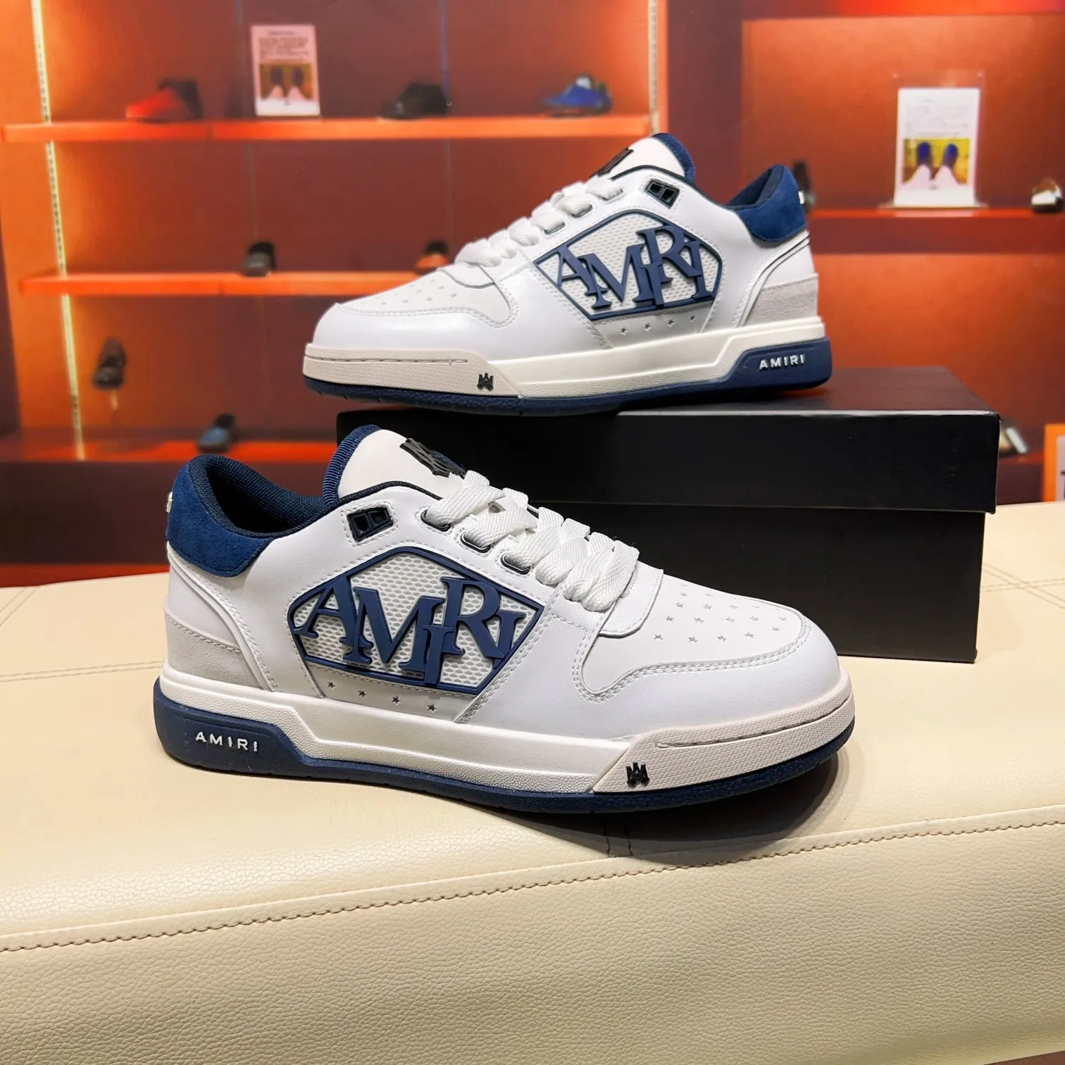 Men's men's shoes 💰500 [New style] 🌲🌲 Amiri - New Amiri trendy shoes, low-top casual sports shoes, the same style as celebrities, made of selected cowhide stitching, original outsole, comfortable on the feet, high-end workmanship, welcome to buy Size: 39-45 (customized for 46)